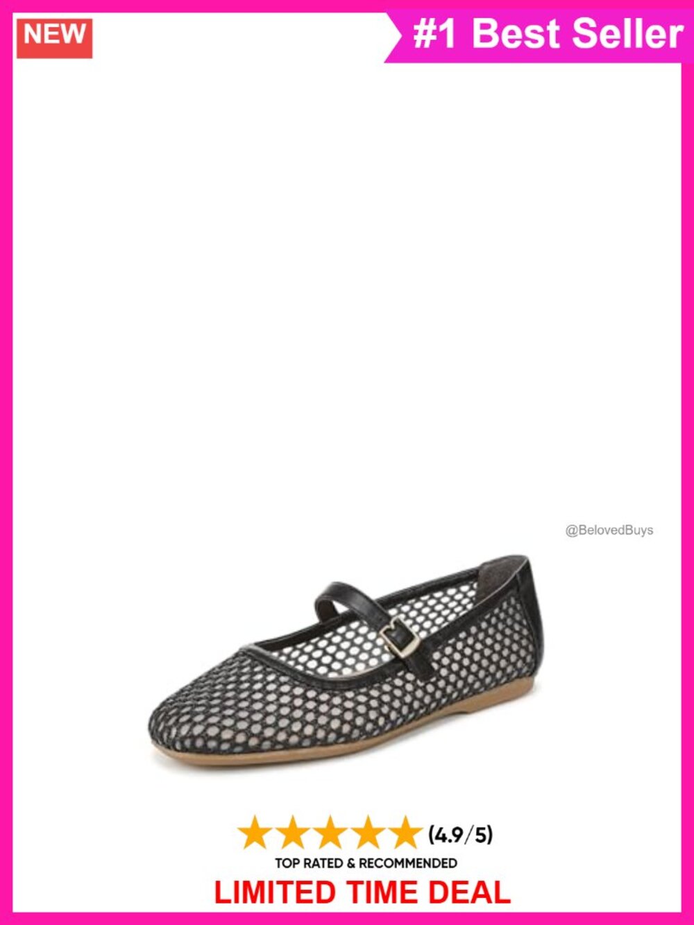 Woven Mesh Mary Jane Flats Adjustable Buckle Comfort Shoes